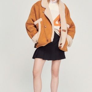 NWT Sandro Oversized Shearling Coat